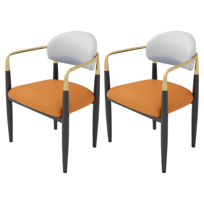 Contemporary Metal Dining Room Armchairs Open Back Dining Side Chair for Kitchen Orange 2 Piece Set Clearhalo ' kitchen&dining_furn' 'Dining Chairs' 'Dining Tables & Seating' 'dining_chair' 'furn' 'furn_dining_chair' 'Furniture' 'furniture_dining_chair' 'Kitchen & Dining Furniture' 'kitchen' 3703653