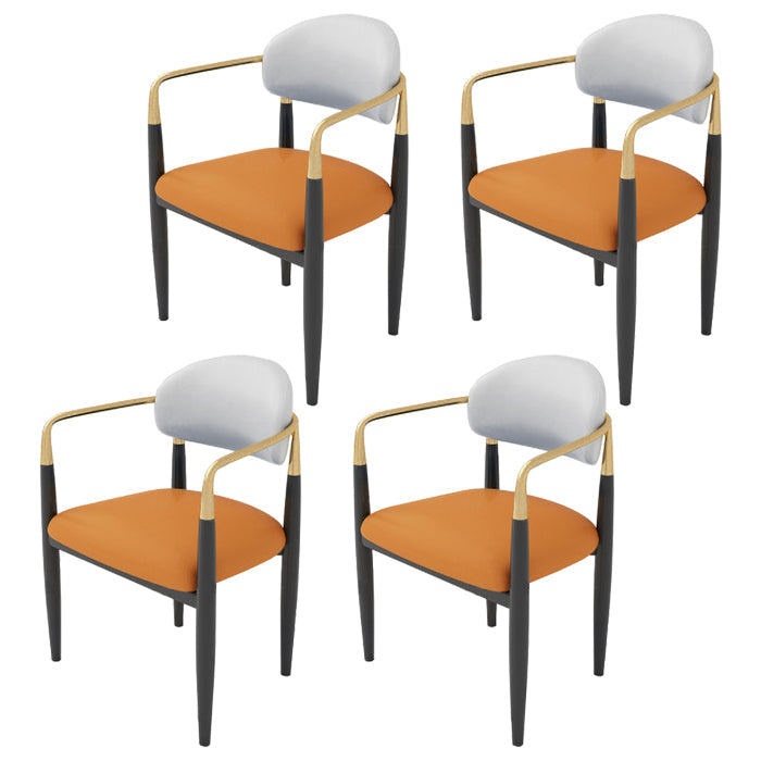 Contemporary Metal Dining Room Armchairs Open Back Dining Side Chair for Kitchen Orange 4 Piece Set Clearhalo ' kitchen&dining_furn' 'Dining Chairs' 'Dining Tables & Seating' 'dining_chair' 'furn' 'furn_dining_chair' 'Furniture' 'furniture_dining_chair' 'Kitchen & Dining Furniture' 'kitchen' 3703655