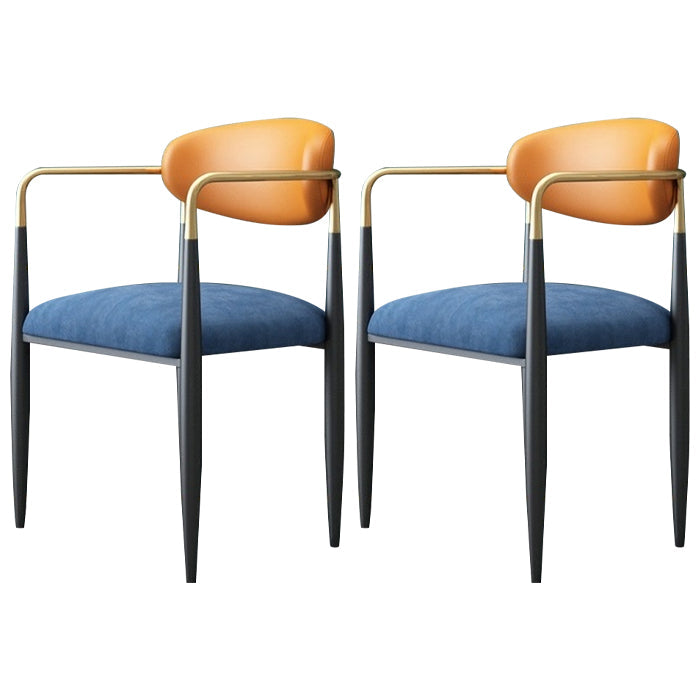 Contemporary Metal Dining Room Armchairs Open Back Dining Side Chair for Kitchen Blue 2 Piece Set Clearhalo ' kitchen&dining_furn' 'Dining Chairs' 'Dining Tables & Seating' 'dining_chair' 'furn' 'furn_dining_chair' 'Furniture' 'furniture_dining_chair' 'Kitchen & Dining Furniture' 'kitchen' 3703657