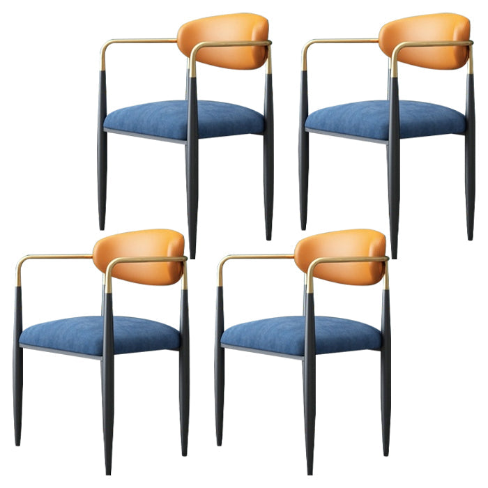 Contemporary Metal Dining Room Armchairs Open Back Dining Side Chair for Kitchen Blue 4 Piece Set Clearhalo ' kitchen&dining_furn' 'Dining Chairs' 'Dining Tables & Seating' 'dining_chair' 'furn' 'furn_dining_chair' 'Furniture' 'furniture_dining_chair' 'Kitchen & Dining Furniture' 'kitchen' 3703658