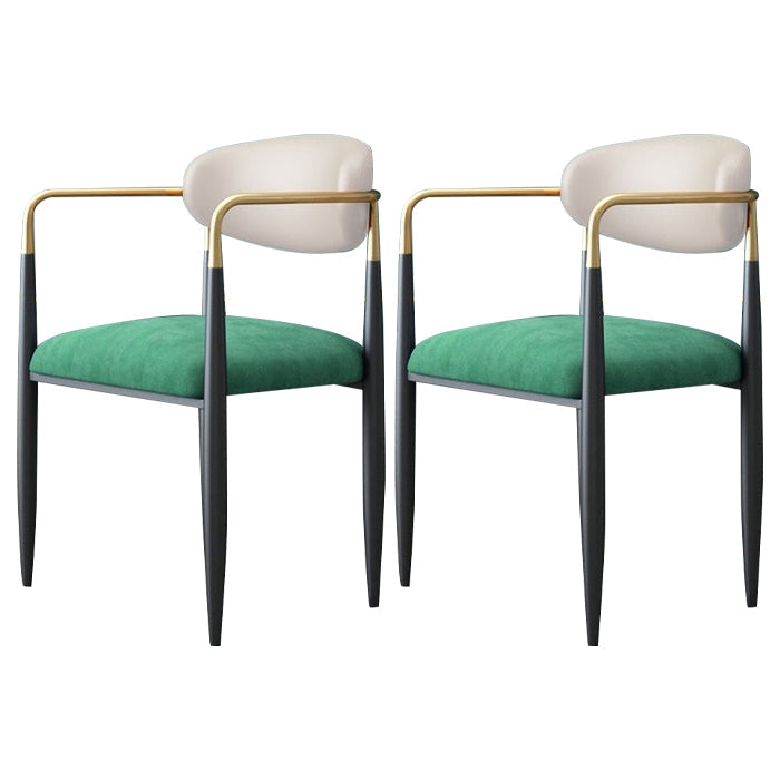 Contemporary Metal Dining Room Armchairs Open Back Dining Side Chair for Kitchen Green 2 Piece Set Clearhalo ' kitchen&dining_furn' 'Dining Chairs' 'Dining Tables & Seating' 'dining_chair' 'furn' 'furn_dining_chair' 'Furniture' 'furniture_dining_chair' 'Kitchen & Dining Furniture' 'kitchen' 3703660