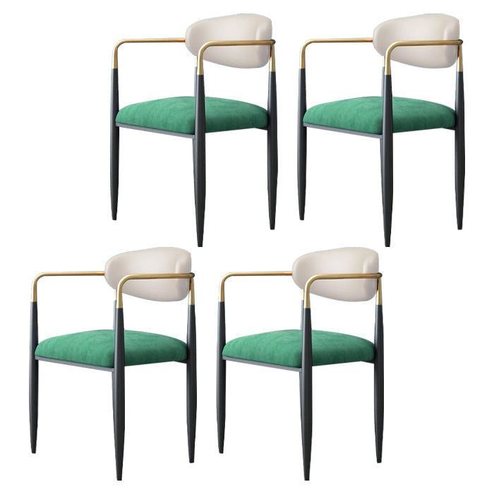 Contemporary Metal Dining Room Armchairs Open Back Dining Side Chair for Kitchen Green 4 Piece Set Clearhalo ' kitchen&dining_furn' 'Dining Chairs' 'Dining Tables & Seating' 'dining_chair' 'furn' 'furn_dining_chair' 'Furniture' 'furniture_dining_chair' 'Kitchen & Dining Furniture' 'kitchen' 3703661