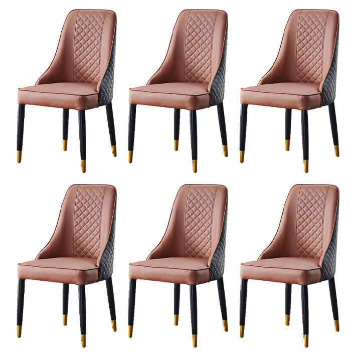 Scandinavian Style Wood Dining Chairs Dining Room Armless Parsons Chair Red Brown 6 Piece Set Clearhalo ' kitchen&dining_furn' 'Dining Chairs' 'Dining Tables & Seating' 'dining_chair' 'furn' 'furn_dining_chair' 'Furniture' 'furniture_dining_chair' 'Kitchen & Dining Furniture' 'kitchen' 3703667