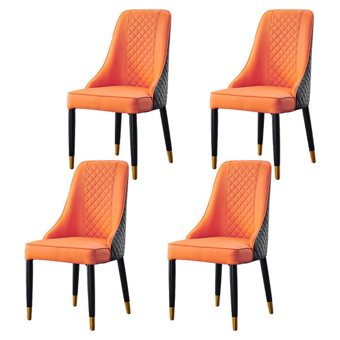 Scandinavian Style Wood Dining Chairs Dining Room Armless Parsons Chair Orange Black 4 Piece Set Clearhalo ' kitchen&dining_furn' 'Dining Chairs' 'Dining Tables & Seating' 'dining_chair' 'furn' 'furn_dining_chair' 'Furniture' 'furniture_dining_chair' 'Kitchen & Dining Furniture' 'kitchen' 3703682