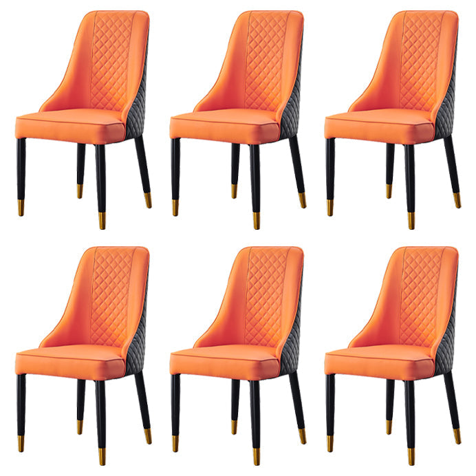 Scandinavian Style Wood Dining Chairs Dining Room Armless Parsons Chair Orange Black 6 Piece Set Clearhalo ' kitchen&dining_furn' 'Dining Chairs' 'Dining Tables & Seating' 'dining_chair' 'furn' 'furn_dining_chair' 'Furniture' 'furniture_dining_chair' 'Kitchen & Dining Furniture' 'kitchen' 3703684