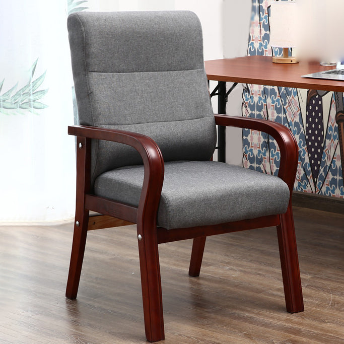 Modern Upholstered Dining Armchair High Solid Back Arm Chairs with Wood Legs Grey 1 Piece Clearhalo ' kitchen&dining_furn' 'Dining Chairs' 'Dining Tables & Seating' 'dining_chair' 'furn' 'furn_dining_chair' 'Furniture' 'furniture_dining_chair' 'Kitchen & Dining Furniture' 'kitchen' 3703686