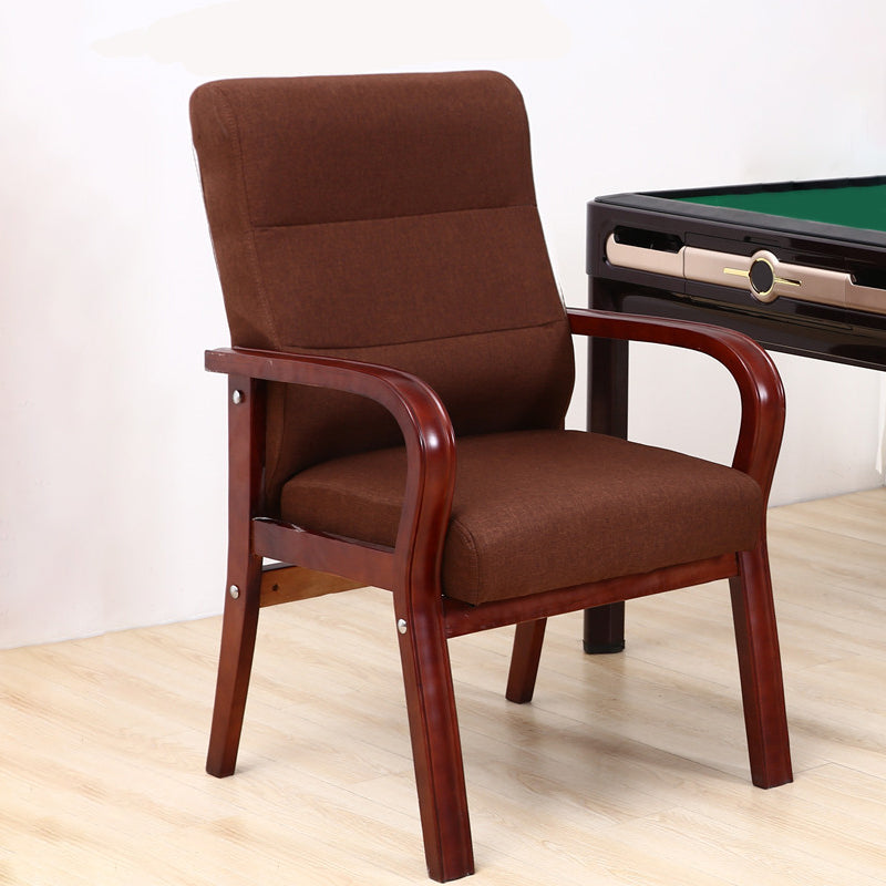 Modern Upholstered Dining Armchair High Solid Back Arm Chairs with Wood Legs Brown 1 Piece Clearhalo ' kitchen&dining_furn' 'Dining Chairs' 'Dining Tables & Seating' 'dining_chair' 'furn' 'furn_dining_chair' 'Furniture' 'furniture_dining_chair' 'Kitchen & Dining Furniture' 'kitchen' 3703692