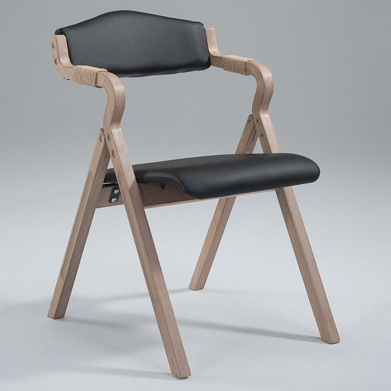 Home Contemporary Arm Chair Open Back Upholstered Wood Folding Dining Room Chair Black 1 Piece Clearhalo ' kitchen&dining_furn' 'Dining Chairs' 'Dining Tables & Seating' 'dining_chair' 'furn' 'furn_dining_chair' 'Furniture' 'furniture_dining_chair' 'Kitchen & Dining Furniture' 'kitchen' 3703710