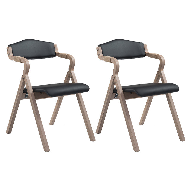 Home Contemporary Arm Chair Open Back Upholstered Wood Folding Dining Room Chair Black 2 Piece Set Clearhalo ' kitchen&dining_furn' 'Dining Chairs' 'Dining Tables & Seating' 'dining_chair' 'furn' 'furn_dining_chair' 'Furniture' 'furniture_dining_chair' 'Kitchen & Dining Furniture' 'kitchen' 3703712