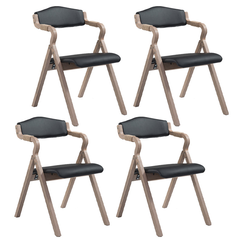 Home Contemporary Arm Chair Open Back Upholstered Wood Folding Dining Room Chair Black 4 Piece Set Clearhalo ' kitchen&dining_furn' 'Dining Chairs' 'Dining Tables & Seating' 'dining_chair' 'furn' 'furn_dining_chair' 'Furniture' 'furniture_dining_chair' 'Kitchen & Dining Furniture' 'kitchen' 3703714