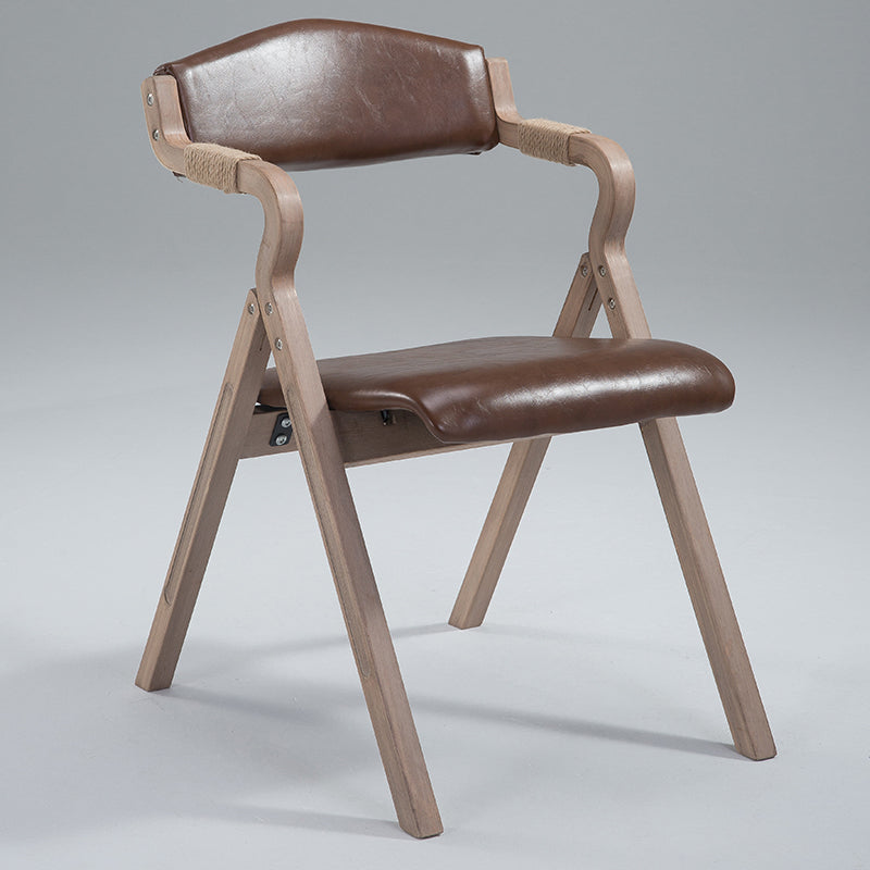 Home Contemporary Arm Chair Open Back Upholstered Wood Folding Dining Room Chair Brown 1 Piece Clearhalo ' kitchen&dining_furn' 'Dining Chairs' 'Dining Tables & Seating' 'dining_chair' 'furn' 'furn_dining_chair' 'Furniture' 'furniture_dining_chair' 'Kitchen & Dining Furniture' 'kitchen' 3703728