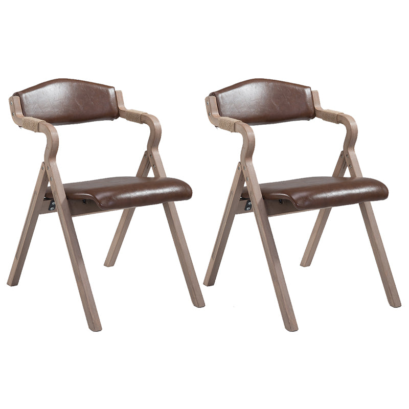 Home Contemporary Arm Chair Open Back Upholstered Wood Folding Dining Room Chair Brown 2 Piece Set Clearhalo ' kitchen&dining_furn' 'Dining Chairs' 'Dining Tables & Seating' 'dining_chair' 'furn' 'furn_dining_chair' 'Furniture' 'furniture_dining_chair' 'Kitchen & Dining Furniture' 'kitchen' 3703729