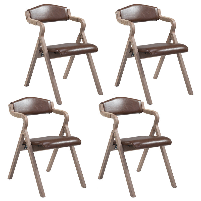 Home Contemporary Arm Chair Open Back Upholstered Wood Folding Dining Room Chair Brown 4 Piece Set Clearhalo ' kitchen&dining_furn' 'Dining Chairs' 'Dining Tables & Seating' 'dining_chair' 'furn' 'furn_dining_chair' 'Furniture' 'furniture_dining_chair' 'Kitchen & Dining Furniture' 'kitchen' 3703730