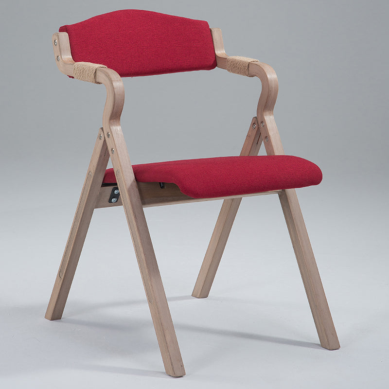 Home Contemporary Arm Chair Open Back Upholstered Wood Folding Dining Room Chair Dark Red 1 Piece Clearhalo ' kitchen&dining_furn' 'Dining Chairs' 'Dining Tables & Seating' 'dining_chair' 'furn' 'furn_dining_chair' 'Furniture' 'furniture_dining_chair' 'Kitchen & Dining Furniture' 'kitchen' 3703740