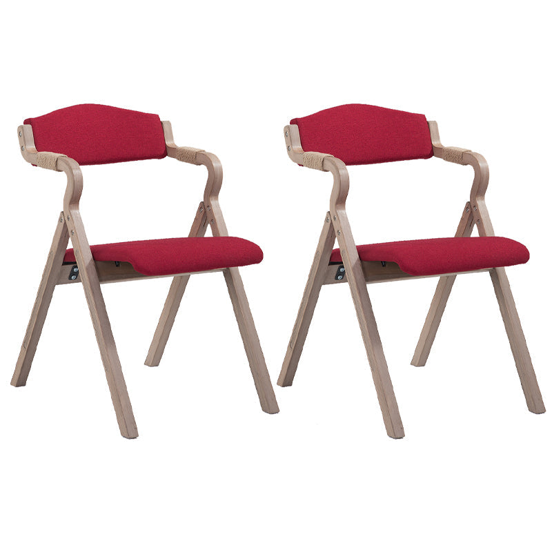 Home Contemporary Arm Chair Open Back Upholstered Wood Folding Dining Room Chair Dark Red 2 Piece Set Clearhalo ' kitchen&dining_furn' 'Dining Chairs' 'Dining Tables & Seating' 'dining_chair' 'furn' 'furn_dining_chair' 'Furniture' 'furniture_dining_chair' 'Kitchen & Dining Furniture' 'kitchen' 3703741