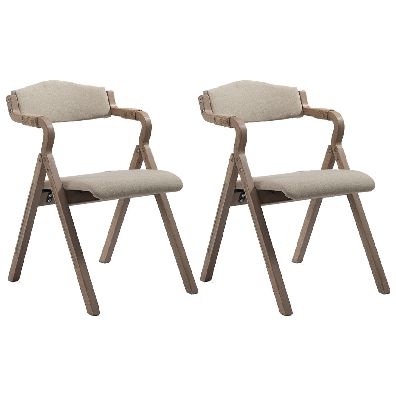 Home Contemporary Arm Chair Open Back Upholstered Wood Folding Dining Room Chair Beige 2 Piece Set Clearhalo ' kitchen&dining_furn' 'Dining Chairs' 'Dining Tables & Seating' 'dining_chair' 'furn' 'furn_dining_chair' 'Furniture' 'furniture_dining_chair' 'Kitchen & Dining Furniture' 'kitchen' 3703747