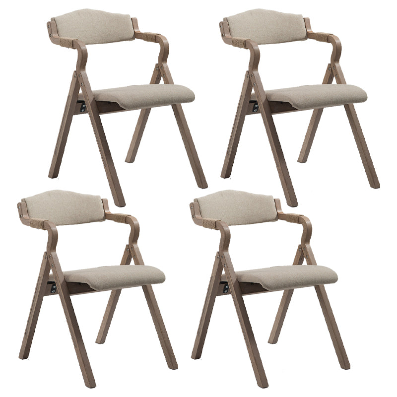 Home Contemporary Arm Chair Open Back Upholstered Wood Folding Dining Room Chair Beige 4 Piece Set Clearhalo ' kitchen&dining_furn' 'Dining Chairs' 'Dining Tables & Seating' 'dining_chair' 'furn' 'furn_dining_chair' 'Furniture' 'furniture_dining_chair' 'Kitchen & Dining Furniture' 'kitchen' 3703748