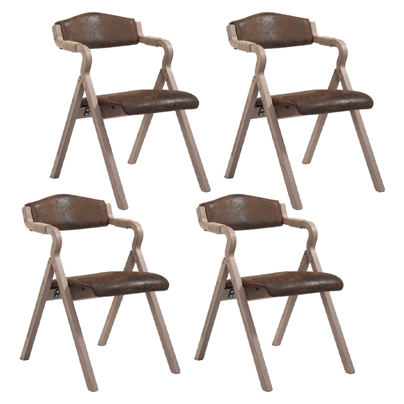 Home Contemporary Arm Chair Open Back Upholstered Wood Folding Dining Room Chair Dark Brown 4 Piece Set Clearhalo ' kitchen&dining_furn' 'Dining Chairs' 'Dining Tables & Seating' 'dining_chair' 'furn' 'furn_dining_chair' 'Furniture' 'furniture_dining_chair' 'Kitchen & Dining Furniture' 'kitchen' 3703751