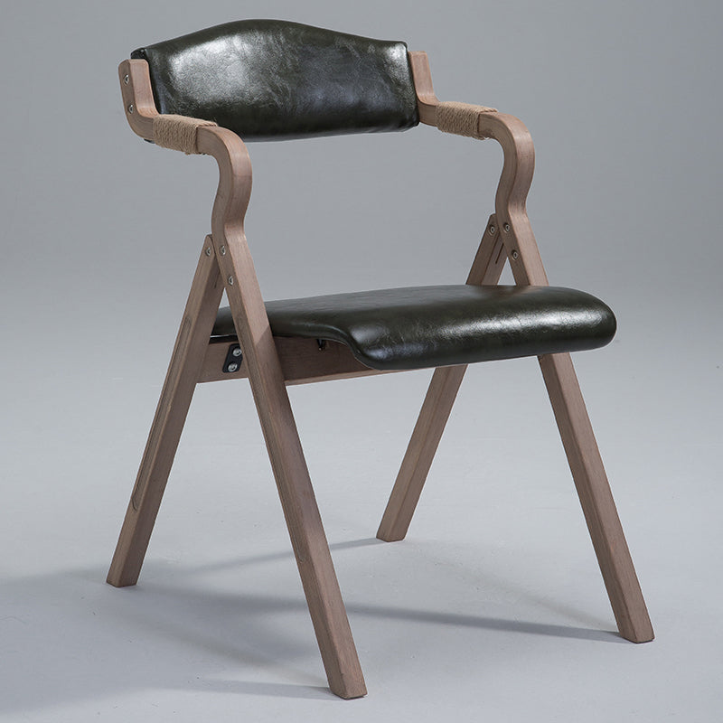 Home Contemporary Arm Chair Open Back Upholstered Wood Folding Dining Room Chair Blackish Green 1 Piece Clearhalo ' kitchen&dining_furn' 'Dining Chairs' 'Dining Tables & Seating' 'dining_chair' 'furn' 'furn_dining_chair' 'Furniture' 'furniture_dining_chair' 'Kitchen & Dining Furniture' 'kitchen' 3703752