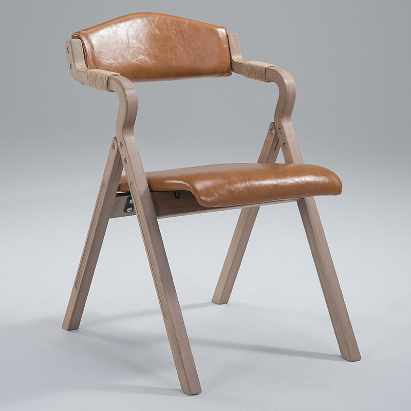 Home Contemporary Arm Chair Open Back Upholstered Wood Folding Dining Room Chair Orange 1 Piece Clearhalo ' kitchen&dining_furn' 'Dining Chairs' 'Dining Tables & Seating' 'dining_chair' 'furn' 'furn_dining_chair' 'Furniture' 'furniture_dining_chair' 'Kitchen & Dining Furniture' 'kitchen' 3703758