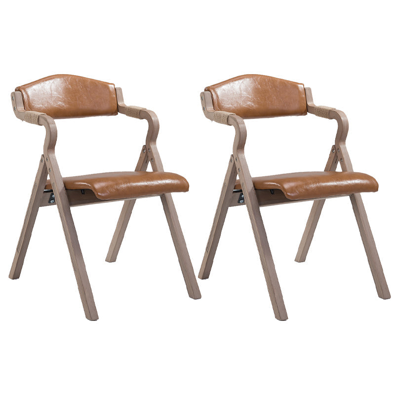 Home Contemporary Arm Chair Open Back Upholstered Wood Folding Dining Room Chair Orange 2 Piece Set Clearhalo ' kitchen&dining_furn' 'Dining Chairs' 'Dining Tables & Seating' 'dining_chair' 'furn' 'furn_dining_chair' 'Furniture' 'furniture_dining_chair' 'Kitchen & Dining Furniture' 'kitchen' 3703759