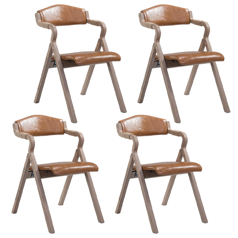 Home Contemporary Arm Chair Open Back Upholstered Wood Folding Dining Room Chair Orange 4 Piece Set Clearhalo ' kitchen&dining_furn' 'Dining Chairs' 'Dining Tables & Seating' 'dining_chair' 'furn' 'furn_dining_chair' 'Furniture' 'furniture_dining_chair' 'Kitchen & Dining Furniture' 'kitchen' 3703760