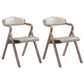 Home Contemporary Arm Chair Open Back Upholstered Wood Folding Dining Room Chair Off-White 2 Piece Set Clearhalo ' kitchen&dining_furn' 'Dining Chairs' 'Dining Tables & Seating' 'dining_chair' 'furn' 'furn_dining_chair' 'Furniture' 'furniture_dining_chair' 'Kitchen & Dining Furniture' 'kitchen' 3703762