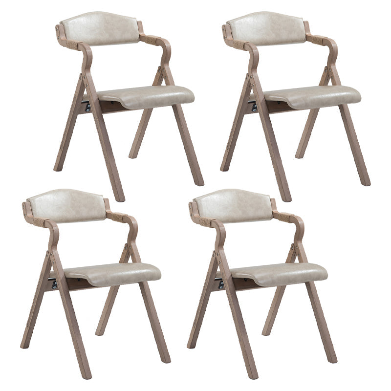 Home Contemporary Arm Chair Open Back Upholstered Wood Folding Dining Room Chair Off-White 4 Piece Set Clearhalo ' kitchen&dining_furn' 'Dining Chairs' 'Dining Tables & Seating' 'dining_chair' 'furn' 'furn_dining_chair' 'Furniture' 'furniture_dining_chair' 'Kitchen & Dining Furniture' 'kitchen' 3703763