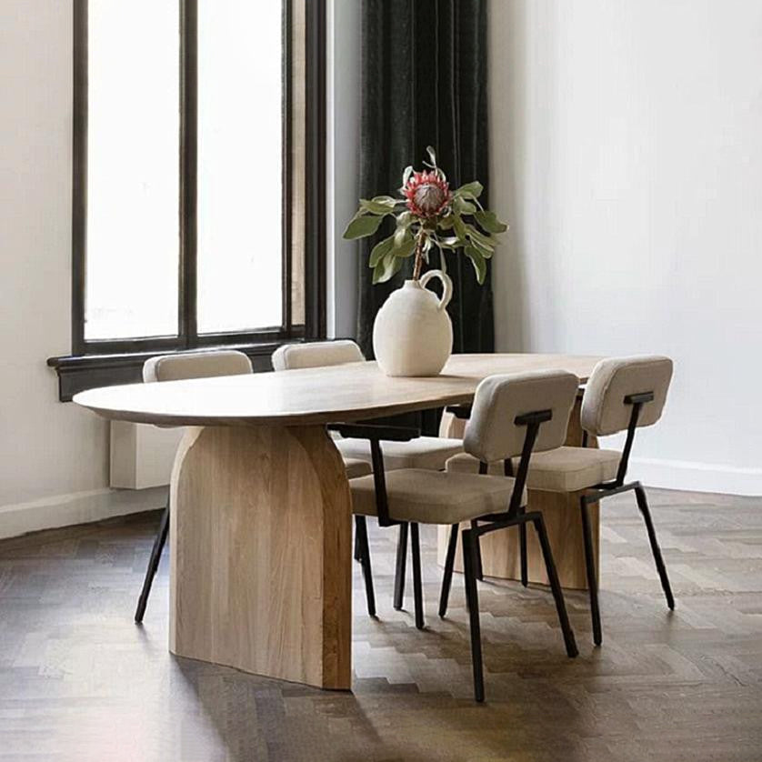 Simplicity Style Home Solid Wood Dining Table Oval Shape Table with Double Pedestal 70.9"L x 31.5"W x 29.5"H Without Chairs Clearhalo ' dining_table' 'Dining Tables & Seating' 'Dining Tables' 'furn' 'furn_dining_table' 'Furniture' 'furniture_dining_table' 'Kitchen & Dining Furniture' 'kitchen&dining_furn' 'kitchen' 'kitchen_dining_table' 3703774