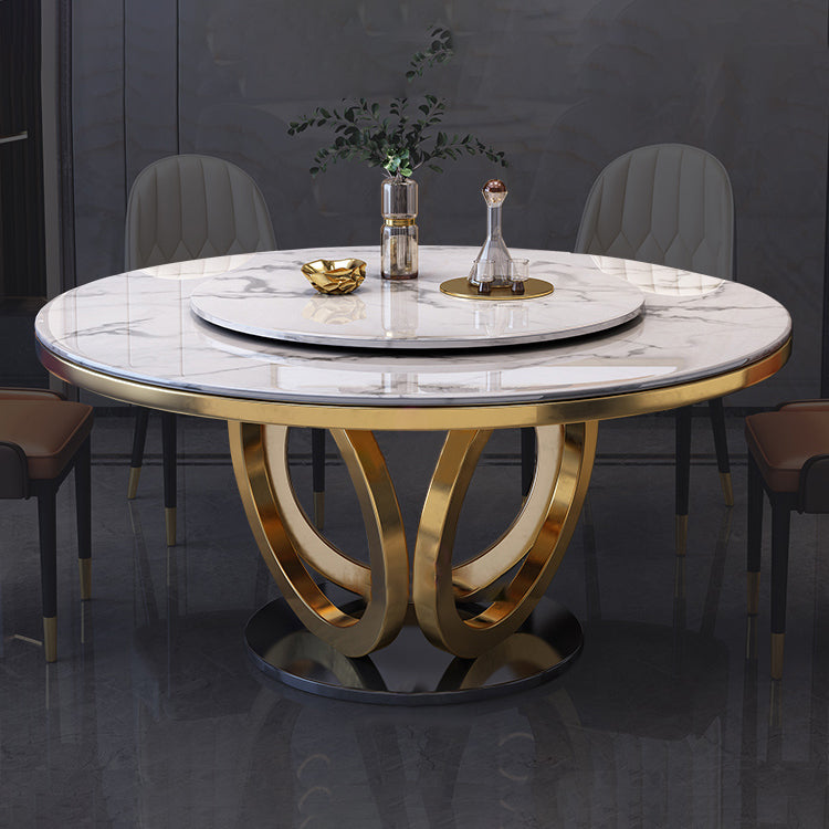Metal Modern Round Indoor Table Sintered Stone Table for Kitchen and Dining Room Clearhalo ' dining_table' 'Dining Tables & Seating' 'Dining Tables' 'furn' 'furn_dining_table' 'Furniture' 'furniture_dining_table' 'Kitchen & Dining Furniture' 'kitchen&dining_furn' 'kitchen' 'kitchen_dining_table' 3703808