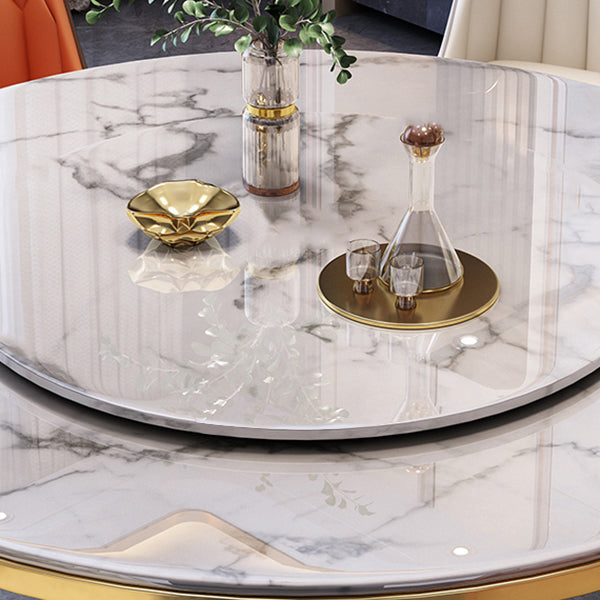 Metal Modern Round Indoor Table Sintered Stone Table for Kitchen and Dining Room Clearhalo ' dining_table' 'Dining Tables & Seating' 'Dining Tables' 'furn' 'furn_dining_table' 'Furniture' 'furniture_dining_table' 'Kitchen & Dining Furniture' 'kitchen&dining_furn' 'kitchen' 'kitchen_dining_table' 3703812
