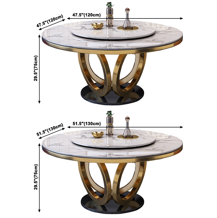Metal Modern Round Indoor Table Sintered Stone Table for Kitchen and Dining Room Clearhalo ' dining_table' 'Dining Tables & Seating' 'Dining Tables' 'furn' 'furn_dining_table' 'Furniture' 'furniture_dining_table' 'Kitchen & Dining Furniture' 'kitchen&dining_furn' 'kitchen' 'kitchen_dining_table' 3703814