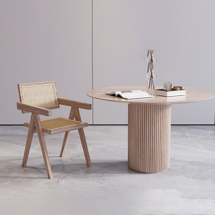 Round Wood Dining Table Modern Oak Table with Double Pedestal for Restaurant Clearhalo ' dining_table' 'Dining Tables & Seating' 'Dining Tables' 'furn' 'furn_dining_table' 'Furniture' 'furniture_dining_table' 'Kitchen & Dining Furniture' 'kitchen&dining_furn' 'kitchen' 'kitchen_dining_table' 3703815