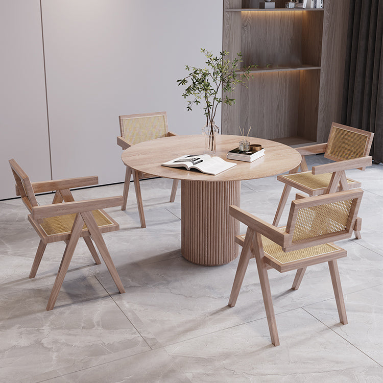 Round Wood Dining Table Modern Oak Table with Double Pedestal for Restaurant Clearhalo ' dining_table' 'Dining Tables & Seating' 'Dining Tables' 'furn' 'furn_dining_table' 'Furniture' 'furniture_dining_table' 'Kitchen & Dining Furniture' 'kitchen&dining_furn' 'kitchen' 'kitchen_dining_table' 3703817