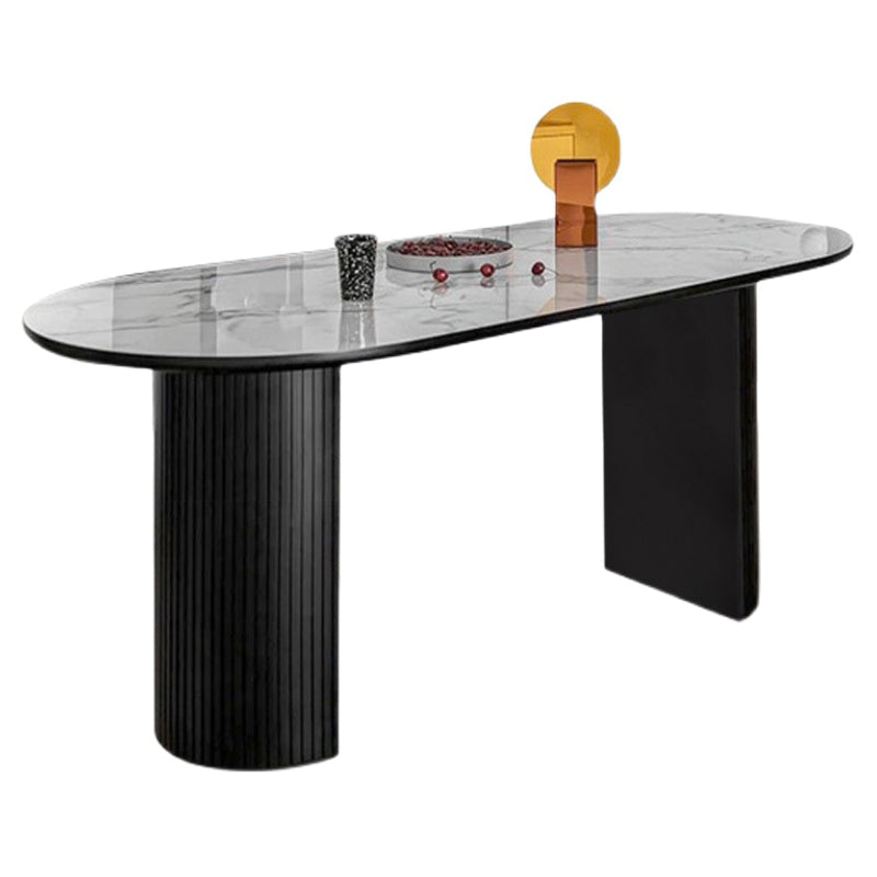 Modern Oval Dining Table Sintered Stone Dining Table with Double Pedestal for Dining Room Without Chairs Clearhalo ' dining_table' 'Dining Tables & Seating' 'Dining Tables' 'furn' 'furn_dining_table' 'Furniture' 'furniture_dining_table' 'Kitchen & Dining Furniture' 'kitchen&dining_furn' 'kitchen' 'kitchen_dining_table' 3703827