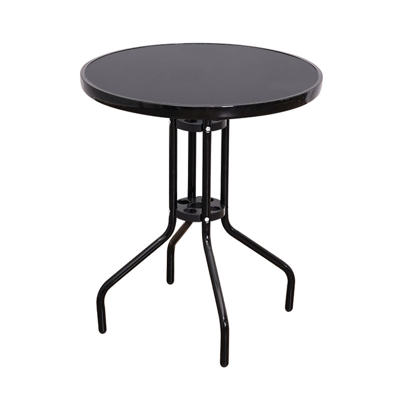 Round Shape Minimalist Style Dining Table Transparent Fixed Table of Glass Black 23.6"L x 23.6"W x 26.8"H Without Chairs Clearhalo ' dining_table' 'Dining Tables & Seating' 'Dining Tables' 'furn' 'furn_dining_table' 'Furniture' 'furniture_dining_table' 'Kitchen & Dining Furniture' 'kitchen&dining_furn' 'kitchen' 'kitchen_dining_table' 3703841
