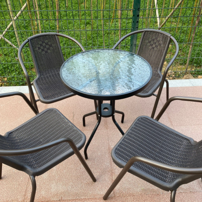 Round Shape Minimalist Style Dining Table Transparent Fixed Table of Glass Clearhalo ' dining_table' 'Dining Tables & Seating' 'Dining Tables' 'furn' 'furn_dining_table' 'Furniture' 'furniture_dining_table' 'Kitchen & Dining Furniture' 'kitchen&dining_furn' 'kitchen' 'kitchen_dining_table' 3703843