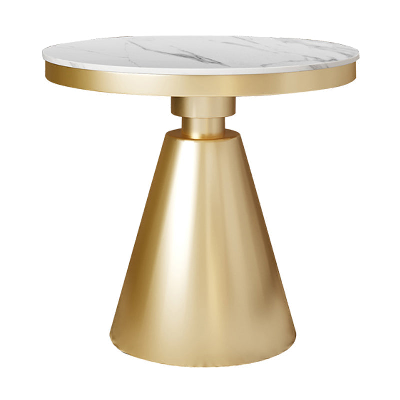 Contemporary Style Round Pedestal Dining Table Stone Furniture for Dining Room Gold Without Chairs Clearhalo ' dining_table' 'Dining Tables & Seating' 'Dining Tables' 'furn' 'furn_dining_table' 'Furniture' 'furniture_dining_table' 'Kitchen & Dining Furniture' 'kitchen&dining_furn' 'kitchen' 'kitchen_dining_table' 3703870