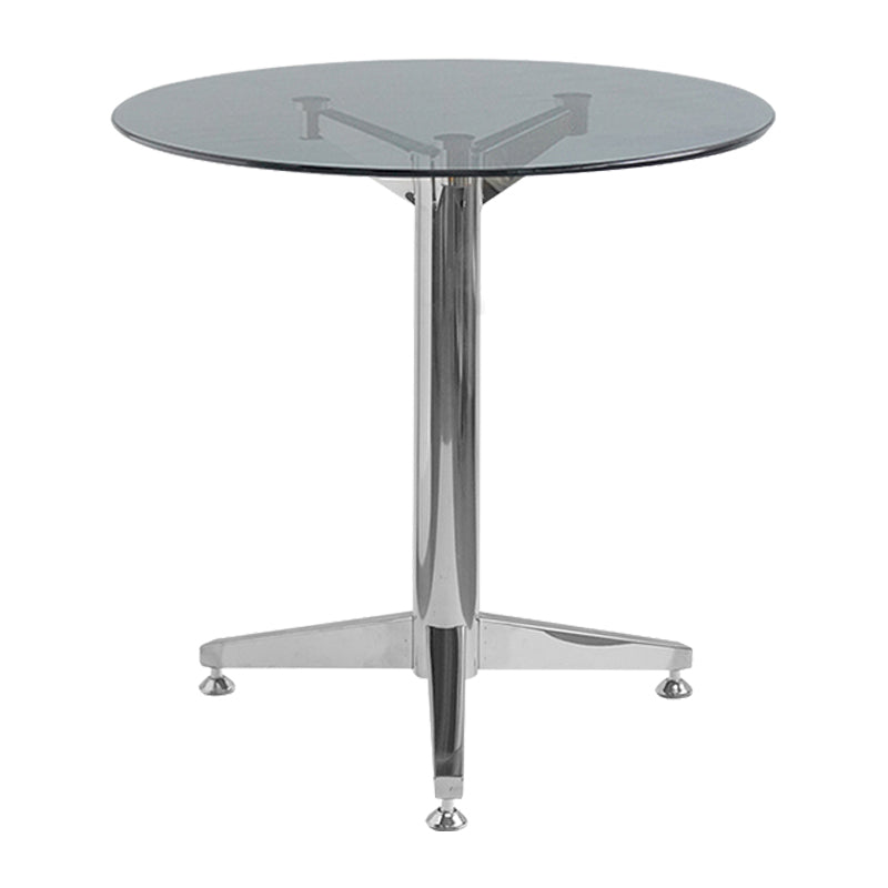 Round Tripod Dining Site Table Contemporary Tempered Glass Dinette Table Gray Without Chairs Clearhalo ' dining_table' 'Dining Tables & Seating' 'Dining Tables' 'furn' 'furn_dining_table' 'Furniture' 'furniture_dining_table' 'Kitchen & Dining Furniture' 'kitchen&dining_furn' 'kitchen' 'kitchen_dining_table' 3703935