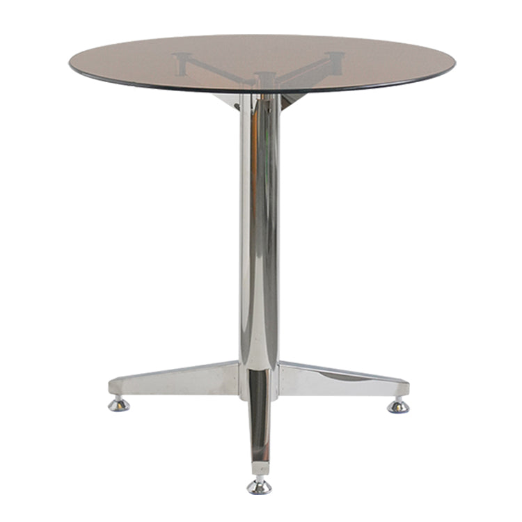 Round Tripod Dining Site Table Contemporary Tempered Glass Dinette Table Brown Without Chairs Clearhalo ' dining_table' 'Dining Tables & Seating' 'Dining Tables' 'furn' 'furn_dining_table' 'Furniture' 'furniture_dining_table' 'Kitchen & Dining Furniture' 'kitchen&dining_furn' 'kitchen' 'kitchen_dining_table' 3703940