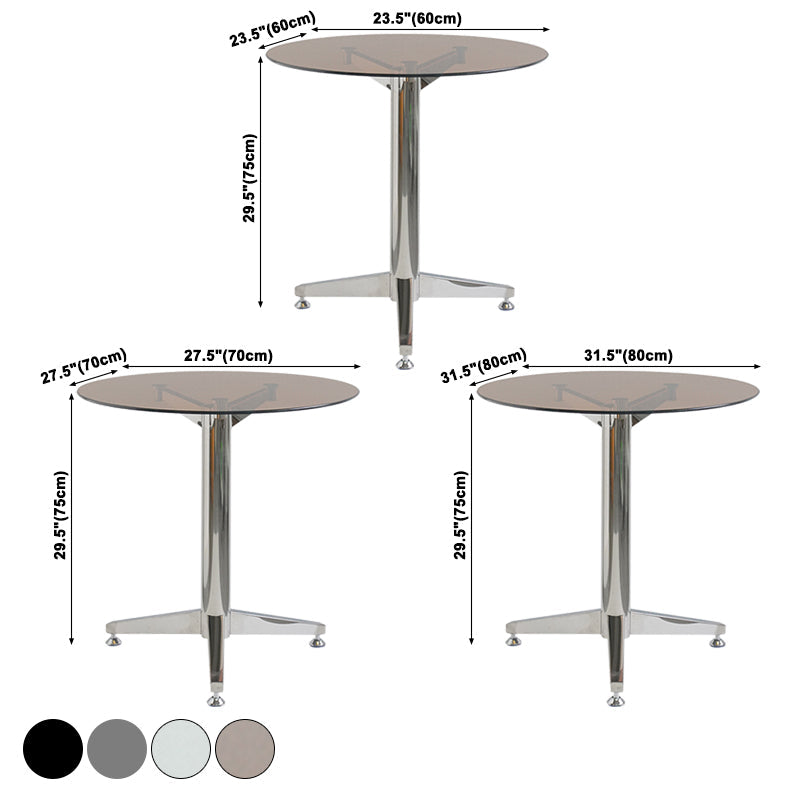 Round Tripod Dining Site Table Contemporary Tempered Glass Dinette Table Clearhalo ' dining_table' 'Dining Tables & Seating' 'Dining Tables' 'furn' 'furn_dining_table' 'Furniture' 'furniture_dining_table' 'Kitchen & Dining Furniture' 'kitchen&dining_furn' 'kitchen' 'kitchen_dining_table' 3703945
