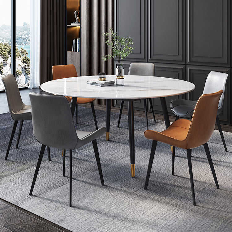 Round Sintered Stone Dining Table Foldable Modern Table in White with 4 Legs Clearhalo ' dining_table' 'Dining Tables & Seating' 'Dining Tables' 'furn' 'furn_dining_table' 'Furniture' 'furniture_dining_table' 'Kitchen & Dining Furniture' 'kitchen&dining_furn' 'kitchen' 'kitchen_dining_table' 3703957