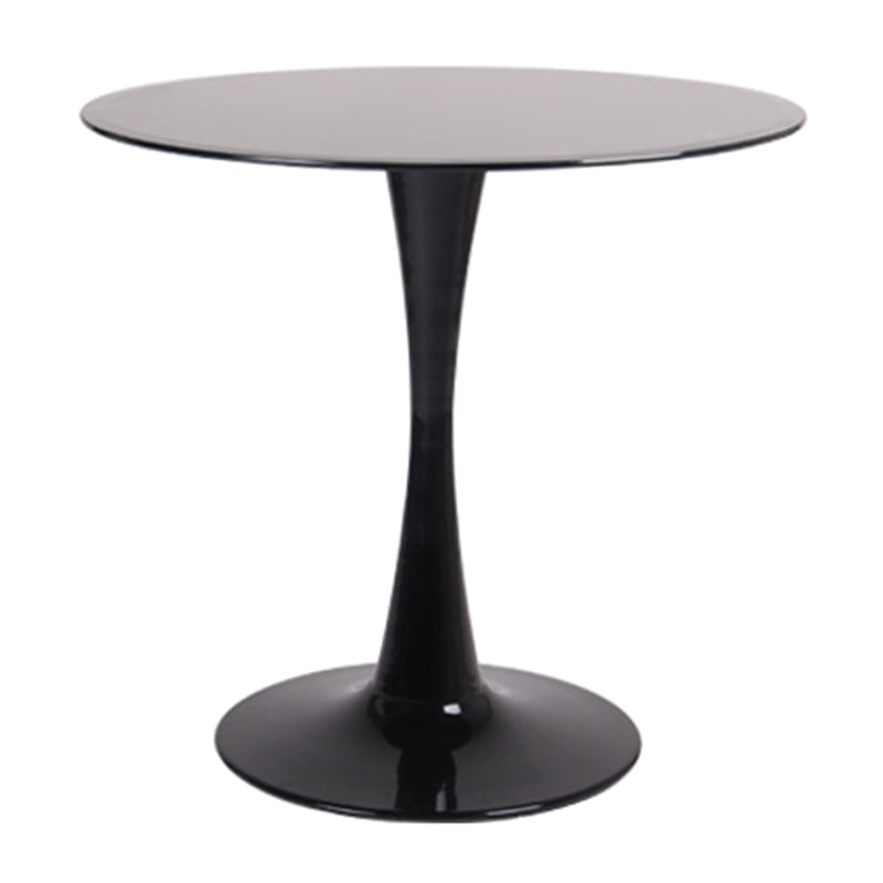 Contemporary Style Home Tempered Glass Dining Table Round Shape Table with Pedestal Base Black Without Chairs Clearhalo ' dining_table' 'Dining Tables & Seating' 'Dining Tables' 'furn' 'furn_dining_table' 'Furniture' 'furniture_dining_table' 'Kitchen & Dining Furniture' 'kitchen&dining_furn' 'kitchen' 'kitchen_dining_table' 3703962