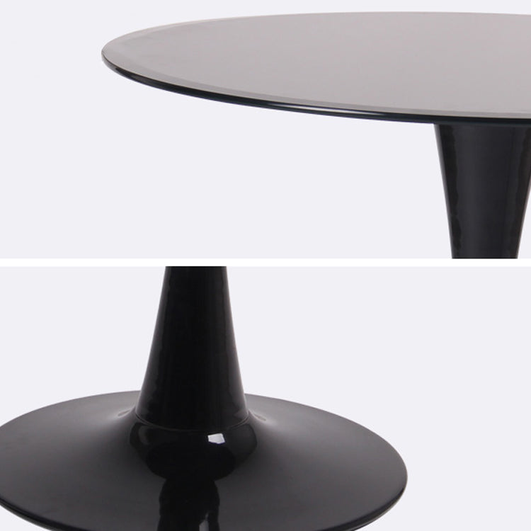 Contemporary Style Home Tempered Glass Dining Table Round Shape Table with Pedestal Base Clearhalo ' dining_table' 'Dining Tables & Seating' 'Dining Tables' 'furn' 'furn_dining_table' 'Furniture' 'furniture_dining_table' 'Kitchen & Dining Furniture' 'kitchen&dining_furn' 'kitchen' 'kitchen_dining_table' 3703963
