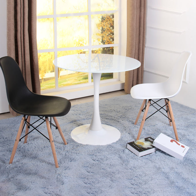 Contemporary Style Home Tempered Glass Dining Table Round Shape Table with Pedestal Base Clearhalo ' dining_table' 'Dining Tables & Seating' 'Dining Tables' 'furn' 'furn_dining_table' 'Furniture' 'furniture_dining_table' 'Kitchen & Dining Furniture' 'kitchen&dining_furn' 'kitchen' 'kitchen_dining_table' 3703964