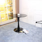 Contemporary Style Home Tempered Glass Dining Table Round Shape Table with Pedestal Base Clearhalo ' dining_table' 'Dining Tables & Seating' 'Dining Tables' 'furn' 'furn_dining_table' 'Furniture' 'furniture_dining_table' 'Kitchen & Dining Furniture' 'kitchen&dining_furn' 'kitchen' 'kitchen_dining_table' 3703965