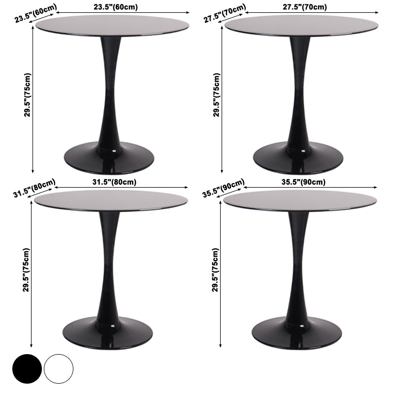 Contemporary Style Home Tempered Glass Dining Table Round Shape Table with Pedestal Base Clearhalo ' dining_table' 'Dining Tables & Seating' 'Dining Tables' 'furn' 'furn_dining_table' 'Furniture' 'furniture_dining_table' 'Kitchen & Dining Furniture' 'kitchen&dining_furn' 'kitchen' 'kitchen_dining_table' 3703967