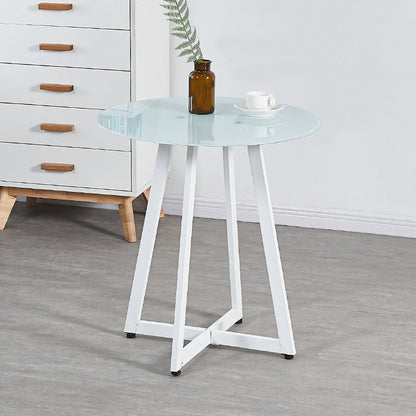 Simplicity Style Round Pedestal Dining Table Clear Glass Home Furniture White White Clearhalo ' dining_table' 'Dining Tables & Seating' 'Dining Tables' 'Furniture' 'furniture_dining_table' 'Kitchen & Dining Furniture' 'kitchen&dining_furn' 'kitchen' 'kitchen_dining_table' 3703968