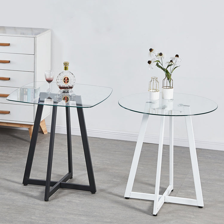 Simplicity Style Round Pedestal Dining Table Clear Glass Home Furniture Clearhalo ' dining_table' 'Dining Tables & Seating' 'Dining Tables' 'Furniture' 'furniture_dining_table' 'Kitchen & Dining Furniture' 'kitchen&dining_furn' 'kitchen' 'kitchen_dining_table' 3703969