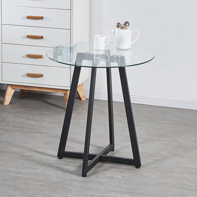 Simplicity Style Round Pedestal Dining Table Clear Glass Home Furniture Black Clear Clearhalo ' dining_table' 'Dining Tables & Seating' 'Dining Tables' 'Furniture' 'furniture_dining_table' 'Kitchen & Dining Furniture' 'kitchen&dining_furn' 'kitchen' 'kitchen_dining_table' 3703970